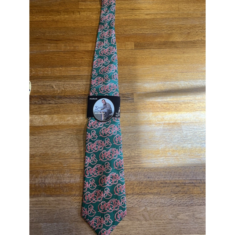 NWT Keith Daniels Christmas Cursive‎ Holiday Vintage Novelty Necktie 100% Silk